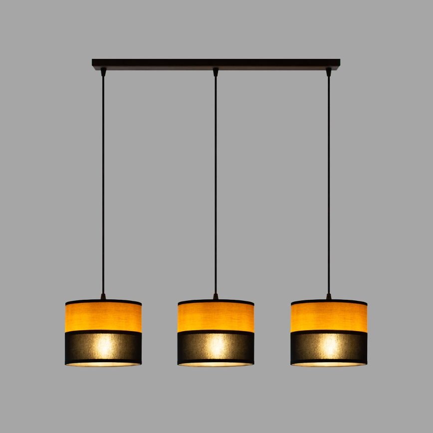 Luster na sajli ALBA 3xE27/15W/230V crna/smeđa