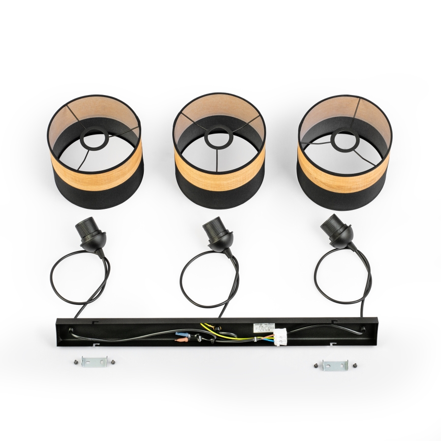 Luster na sajli ALBA 3xE27/15W/230V crna/smeđa