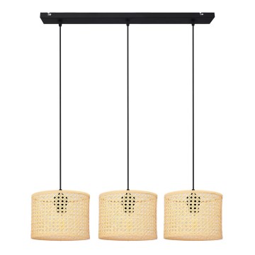 Luster na sajli ALBA 3xE27/15W/230V ratan/crna