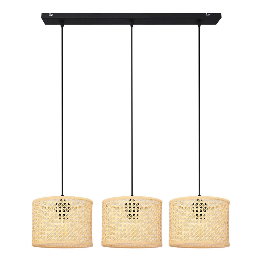 Luster na sajli ALBA 3xE27/15W/230V ratan/crna