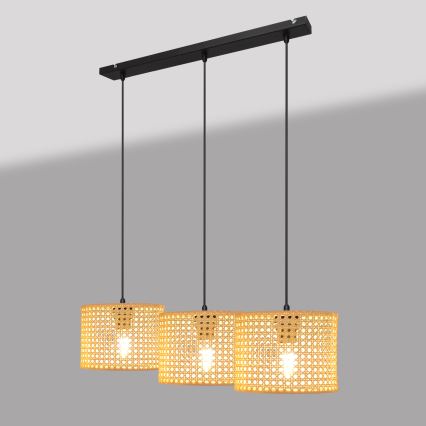 Luster na sajli ALBA 3xE27/15W/230V ratan/crna