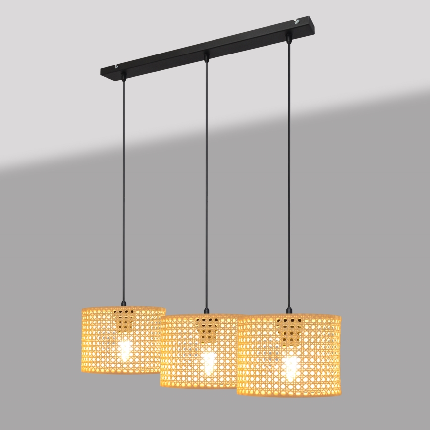 Luster na sajli ALBA 3xE27/15W/230V ratan/crna
