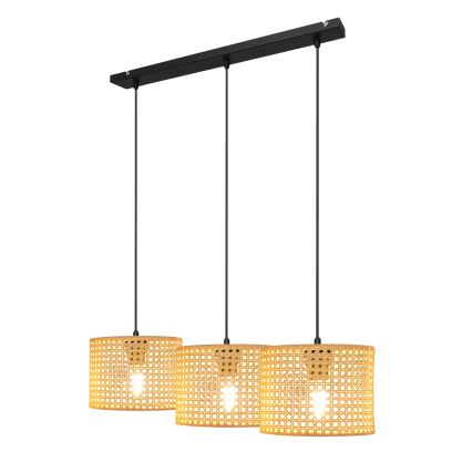 Luster na sajli ALBA 3xE27/15W/230V ratan/crna