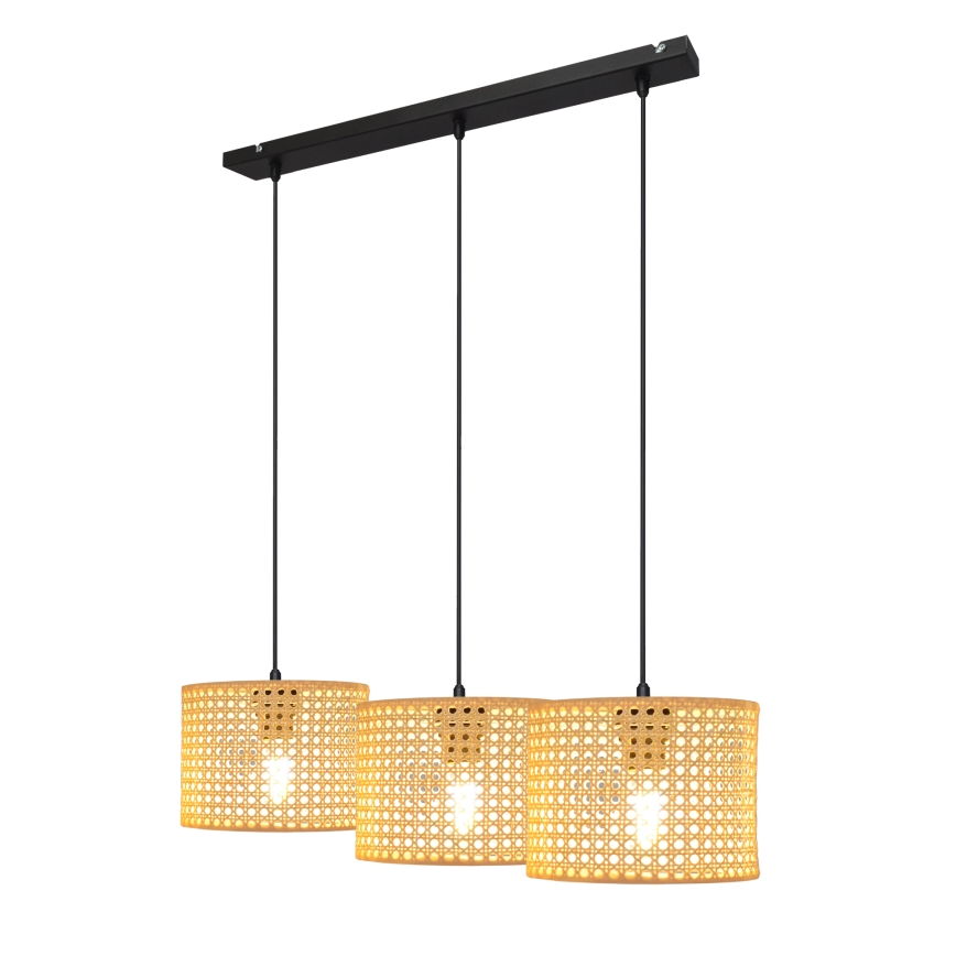 Luster na sajli ALBA 3xE27/15W/230V ratan/crna