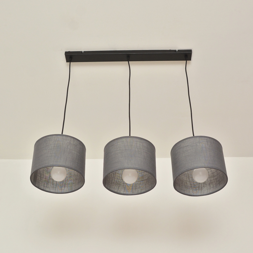 Luster na sajli ALBA 3xE27/15W/230V siva