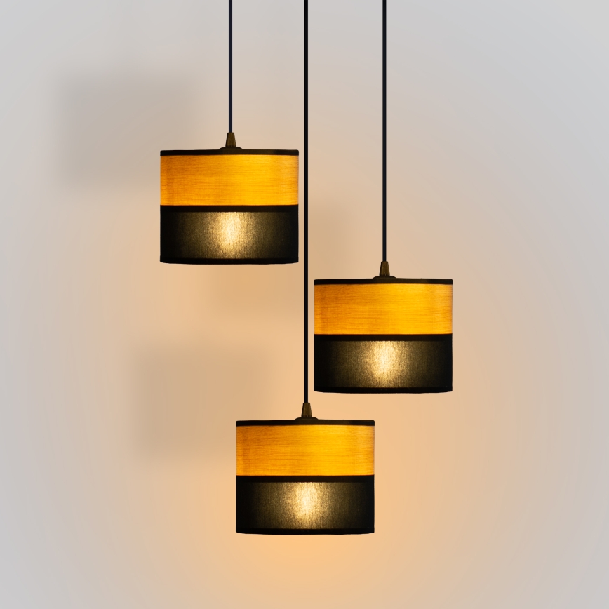 Luster na sajli ALBA 3xE27/15W/230V Ø 40 cm crna/smeđa