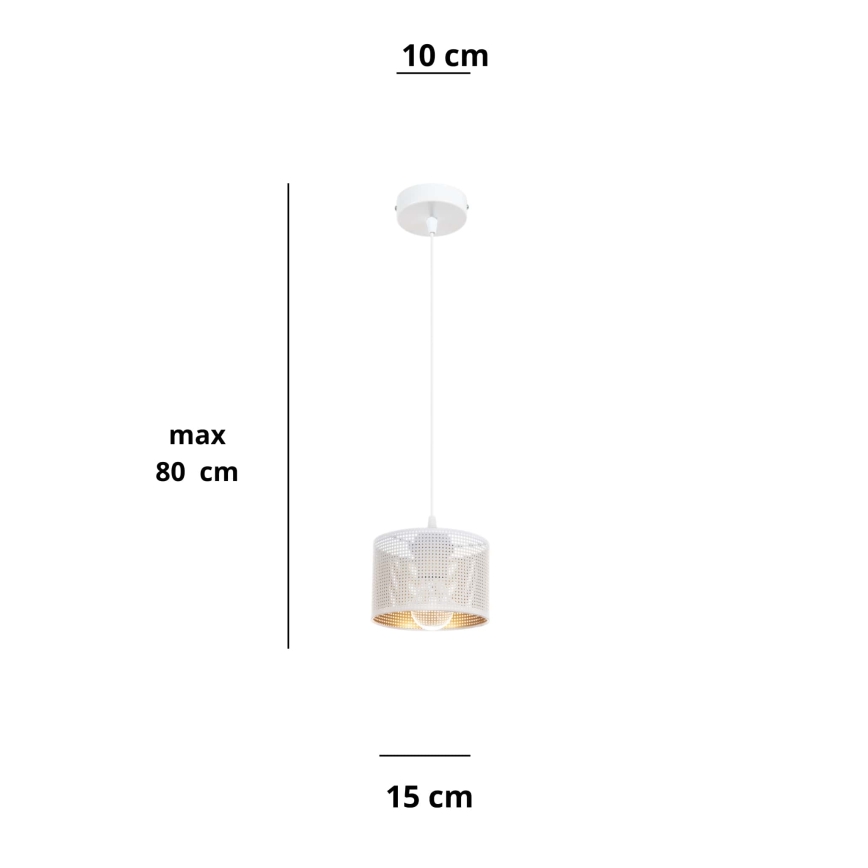 Luster na sajli ALDO 1xE27/60W/230V pr. 15 cm bijela