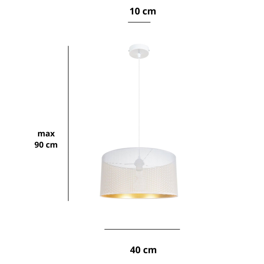 Luster na sajli ALDO 1xE27/60W/230V pr. 40 cm bijela