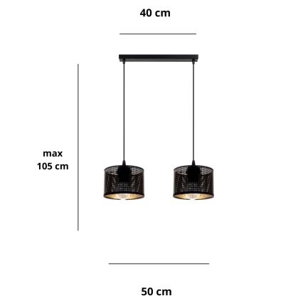 Luster na sajli ALDO 2xE27/60W/230V crna