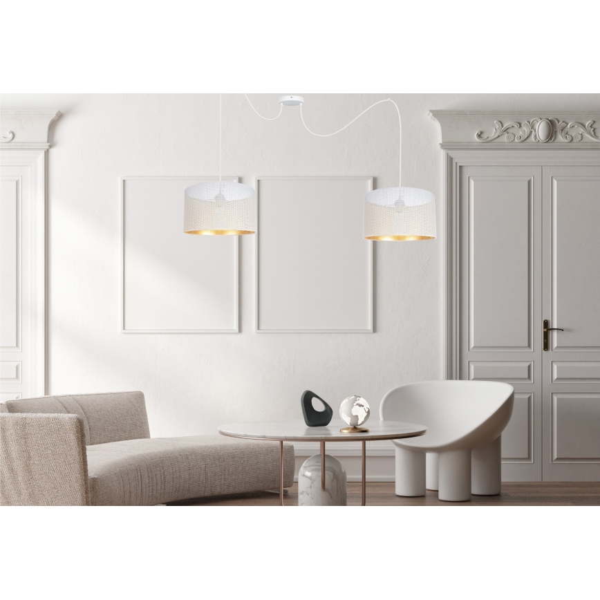 Luster na sajli ALDO 2xE27/60W/230V pauk bijela