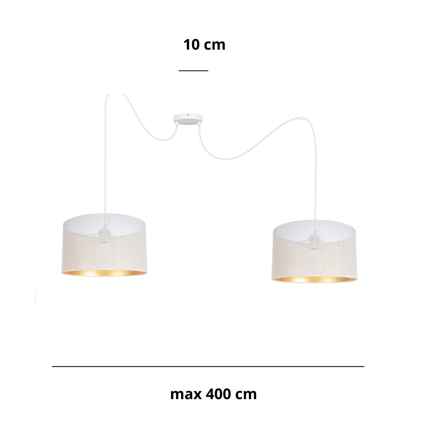 Luster na sajli ALDO 2xE27/60W/230V pauk bijela