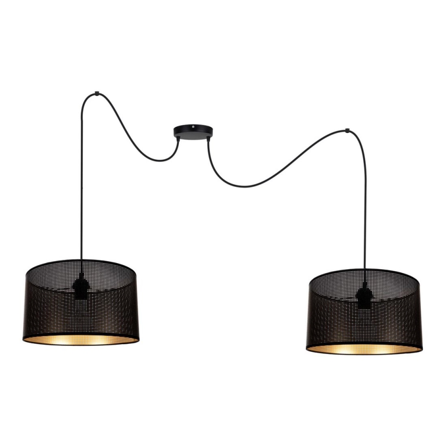Luster na sajli ALDO 2xE27/60W/230V pauk crna