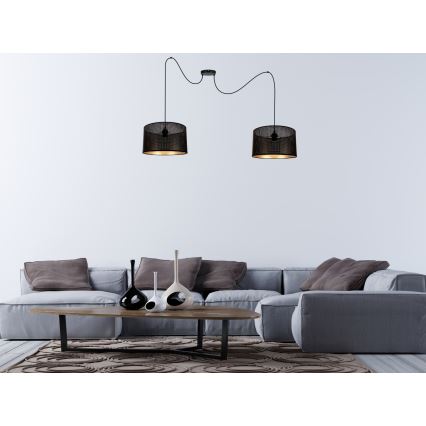 Luster na sajli ALDO 2xE27/60W/230V pauk crna