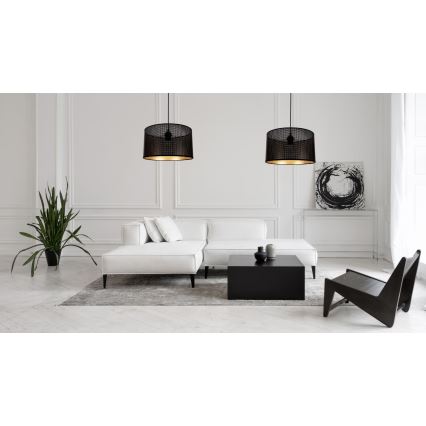 Luster na sajli ALDO 2xE27/60W/230V pauk crna