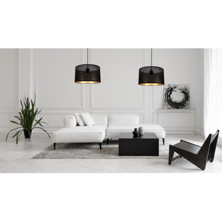 Luster na sajli ALDO 2xE27/60W/230V pauk crna