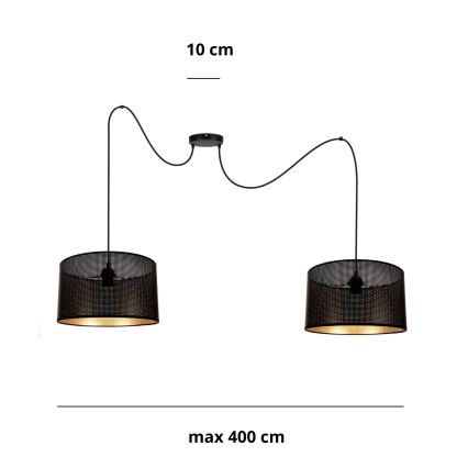 Luster na sajli ALDO 2xE27/60W/230V pauk crna