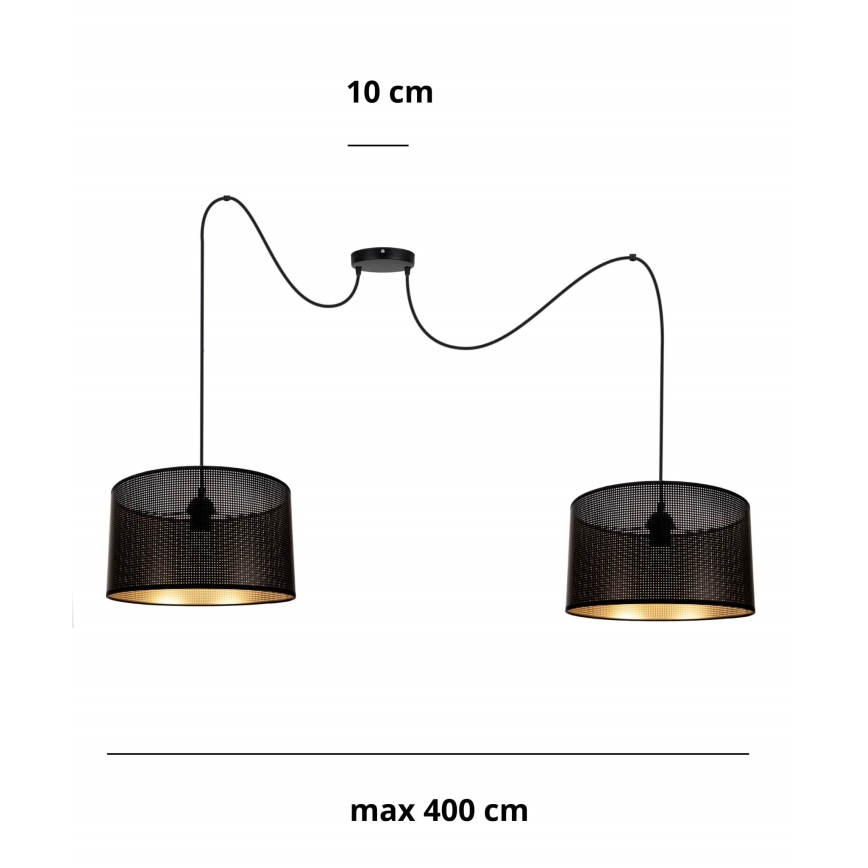 Luster na sajli ALDO 2xE27/60W/230V pauk crna