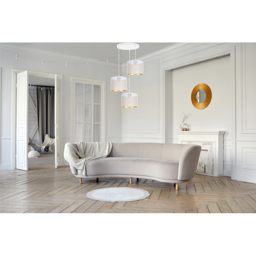 Luster na sajli ALDO 3xE27/60W/230V pr. 45 cm bijela