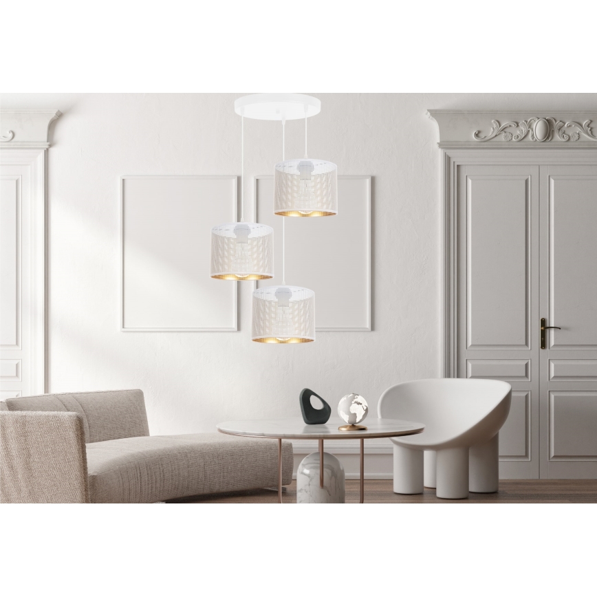Luster na sajli ALDO 3xE27/60W/230V pr. 45 cm bijela