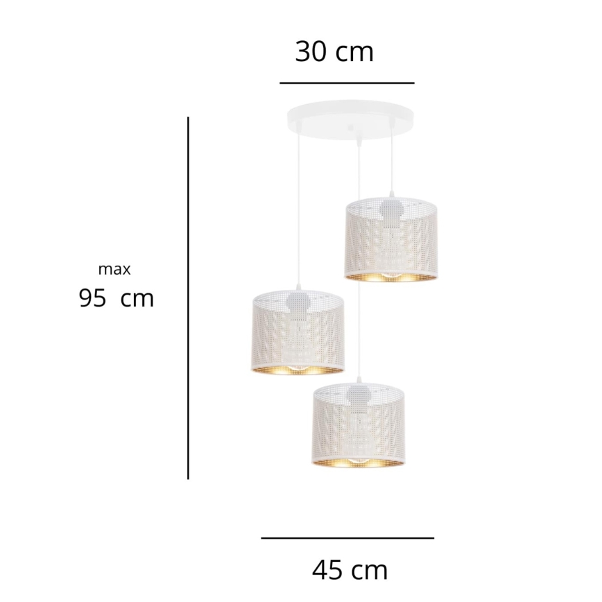 Luster na sajli ALDO 3xE27/60W/230V pr. 45 cm bijela