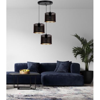 Luster na sajli ALDO 3xE27/60W/230V pr. 45 cm crna