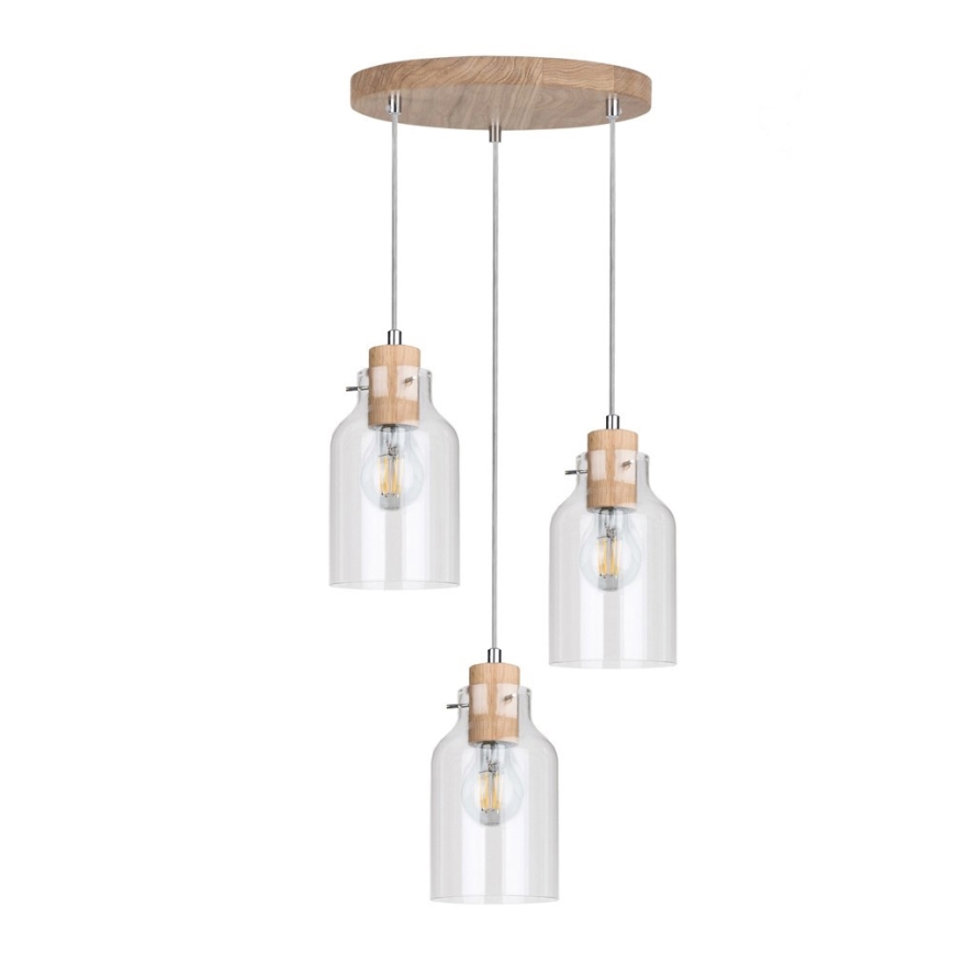 Luster na sajli ALESSANDRO 3xE27/60W/230V hrast