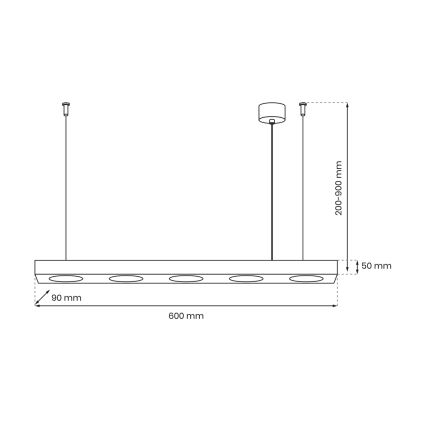 Luster na sajli ALEXANDER 5xGX53/12W/230V crna