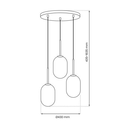 Luster na sajli ALIAS 3xE14/40W/230V crna/siva