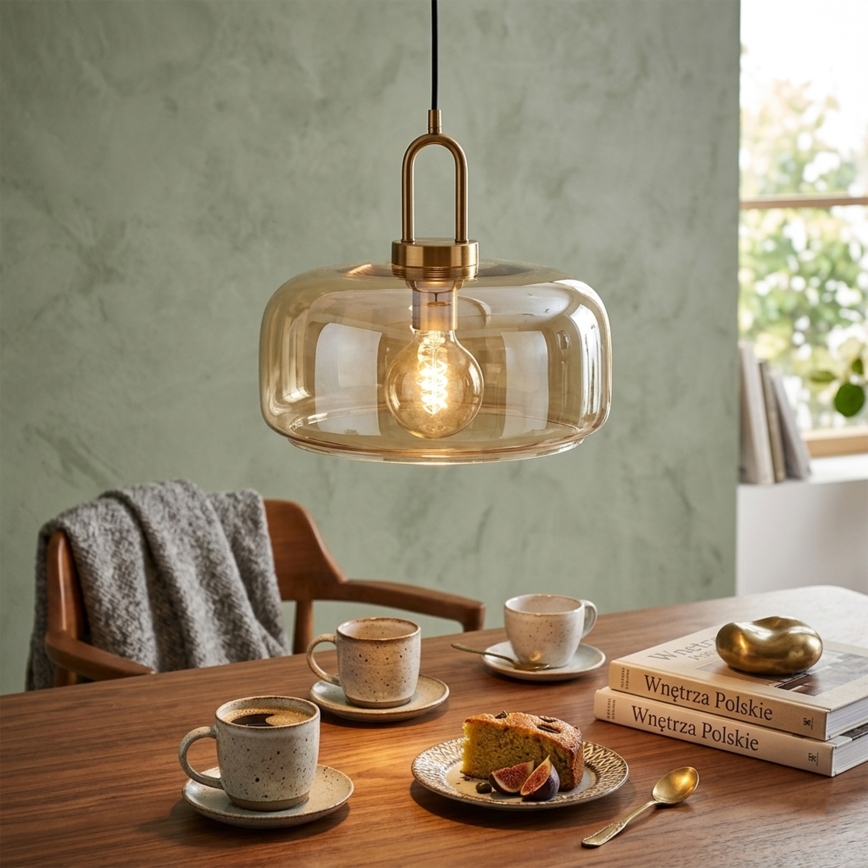 Luster na sajli AMAYA 1xE27/15W/230V zlatna/dimljeno bež