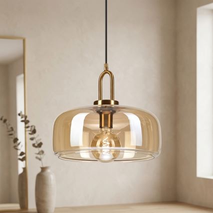 Luster na sajli AMAYA 1xE27/15W/230V zlatna/dimljeno bež