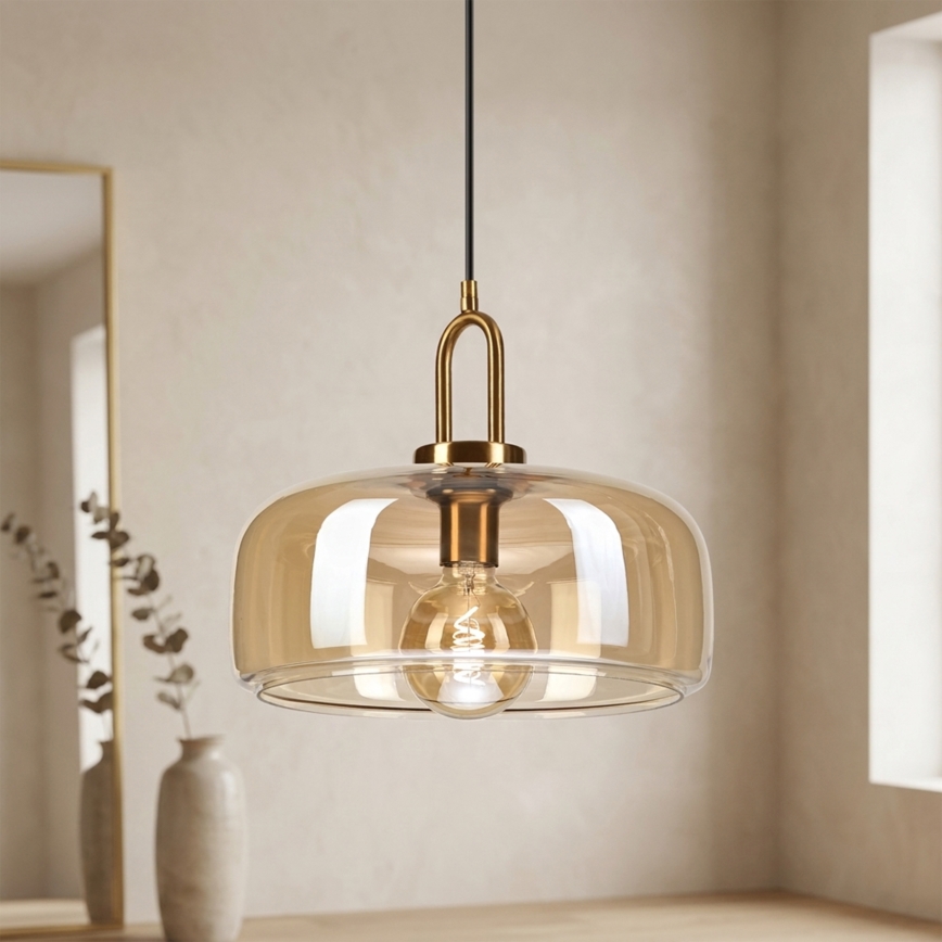 Luster na sajli AMAYA 1xE27/15W/230V zlatna/dimljeno bež
