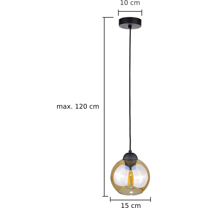 Luster na sajli AMBRE BLACK 1xE27/60W/230V