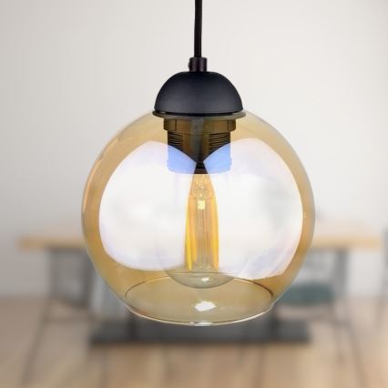 Luster na sajli AMBRE BLACK 3xE27/60W/230V crna/dimna smeđa