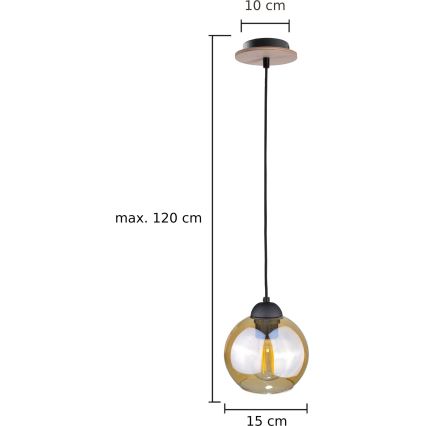 Luster na sajli AMBRE WOOD 1xE27/60W/230V