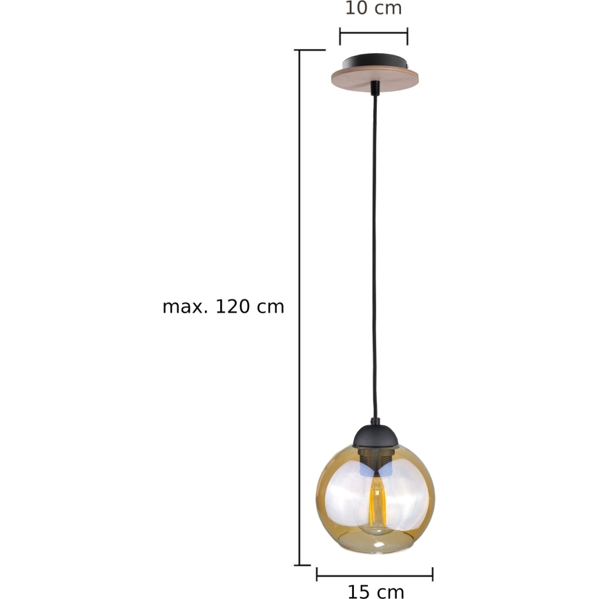 Luster na sajli AMBRE WOOD 1xE27/60W/230V
