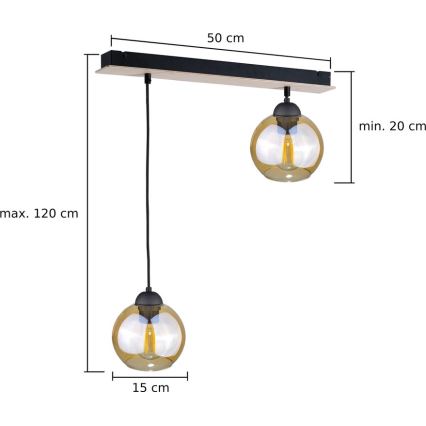 Luster na sajli AMBRE WOOD 2xE27/60W/230V