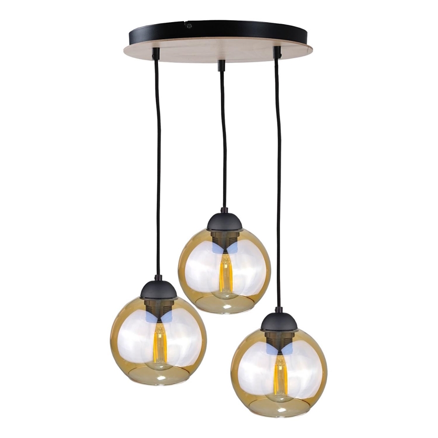 Luster na sajli AMBRE WOOD 3xE27/60W/230V pr. 30 cm
