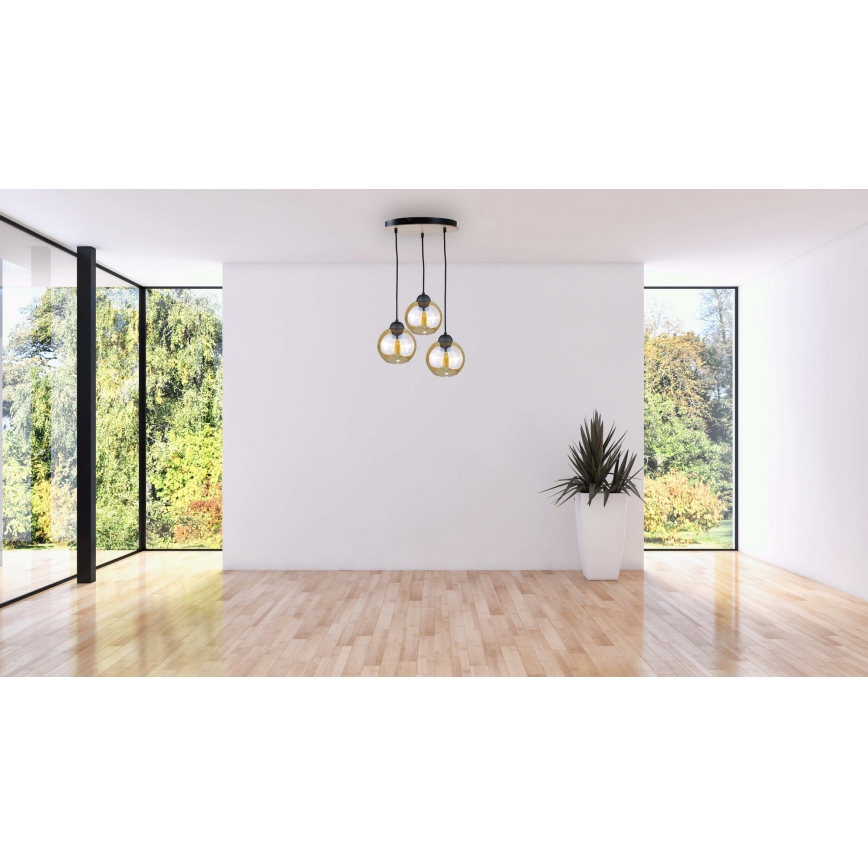 Luster na sajli AMBRE WOOD 3xE27/60W/230V pr. 30 cm