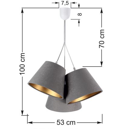 Luster na sajli AMBROSIA 3xE27/60W/230V