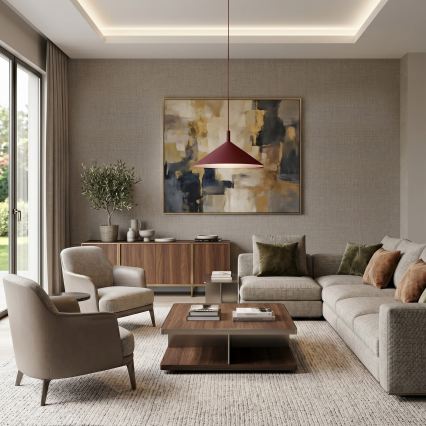 Luster na sajli ANEGA 1xGX53/15W/230V promjer 50 cm burgundska