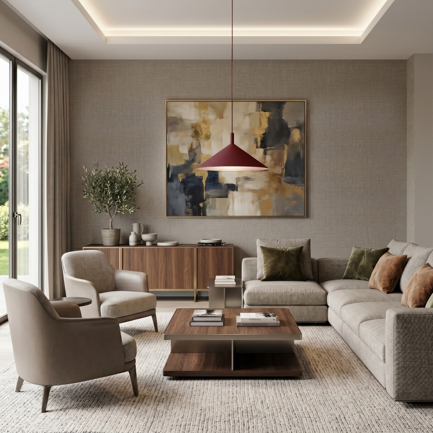 Luster na sajli ANEGA 1xGX53/15W/230V promjer 50 cm burgundska