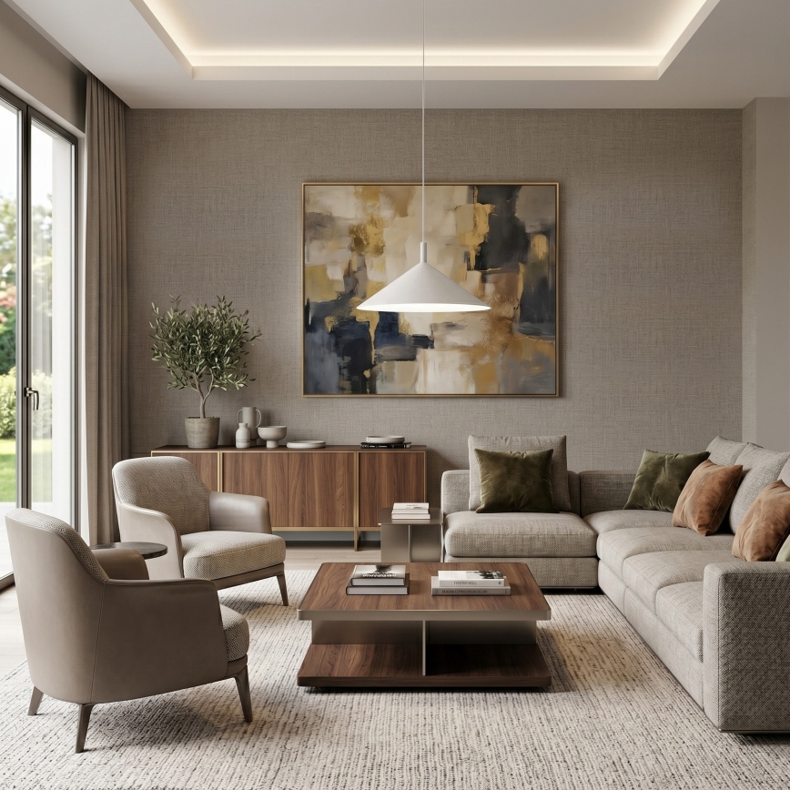 Luster na sajli ANEGA 1xGX53/15W/230V Ø 50 cm krem
