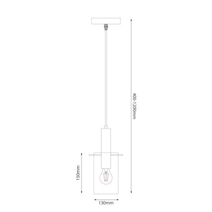 Luster na sajli ARCADIA 1xE27/60W/230V pr. 13 cm crna/dimna