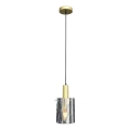 Luster na sajli ARCADIA 1xE27/60W/230V pr. 13 cm zlatna/dimna