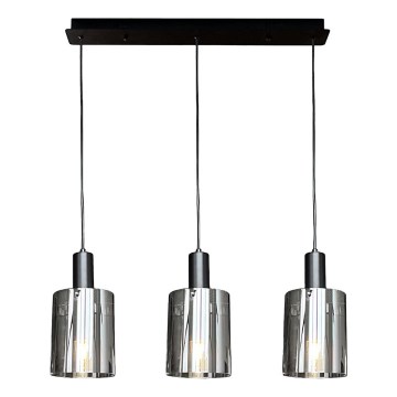 Luster na sajli ARCADIA 3xE27/60W/230V crna/dimna