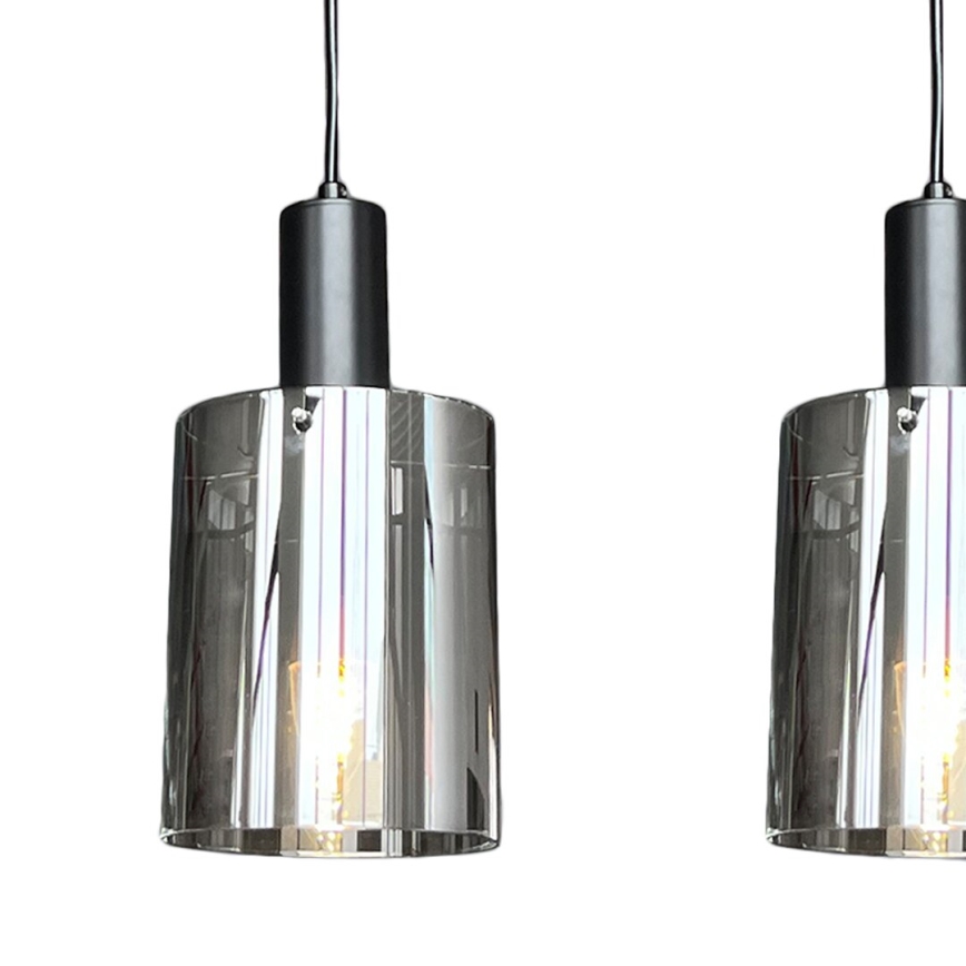 Luster na sajli ARCADIA 3xE27/60W/230V crna/dimna