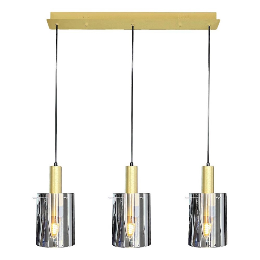 Luster na sajli ARCADIA 3xE27/60W/230V zlatna/dimna