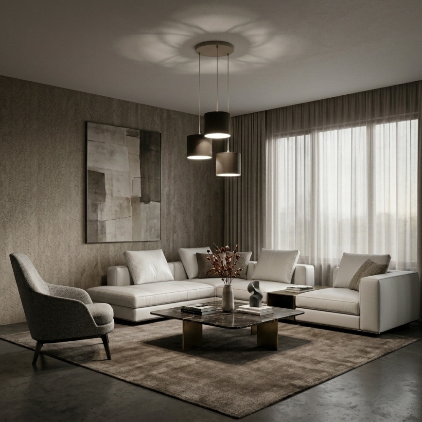 Luster na sajli ARDEN 3xE27/15W/230V, promjer 30 cm, bež/smeđa
