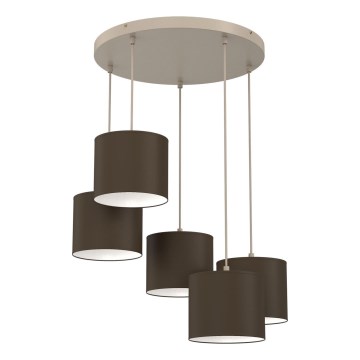 Luster na sajli ARDEN 5xE27/15W/230V bež/smeđa