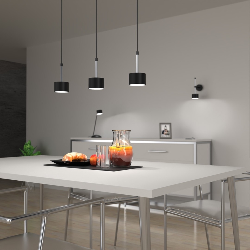 Luster na sajli ARENA 3xGX53/11W/230V crna/sjajni krom